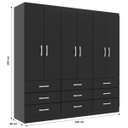 Ver imagem 4 de Guarda-roupa Casal Bergamo 6 Portas 9 Gavetas - Evidencia Móveis