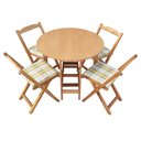Ver imagem 2 de Conjunto Prático Mesa e 4 Cadeiras Dobrável Mel, Estofado Bar-cozinha-lazer-varanda ( Redonda )
