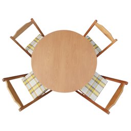 Conjunto Prático Mesa e 4 Cadeiras Dobrável Mel, Estofado Bar-cozinha-lazer-varanda ( Redonda ) - 16