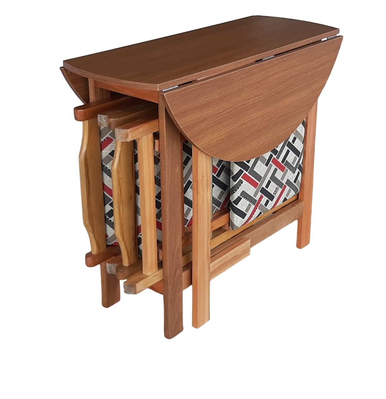Conjunto Prático Mesa e 4 Cadeiras Dobrável Mel, Estofado Bar-cozinha-lazer-varanda ( Redonda ) - 2