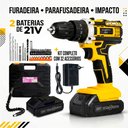 Ver imagem 2 de Furadeira e Parafusadeira de Impacto sem Fio 21V com LED, 2 Baterias Bivolt e 32 Acessórios e Maleta