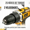 Ver imagem 4 de Furadeira e Parafusadeira de Impacto sem Fio 21V com LED, 2 Baterias Bivolt e 32 Acessórios e Maleta