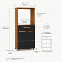 Ver imagem 7 de Armário 60cm Multiuso 2 Fornos ou Microondas Balcão Cozinha 2 Portas 1 Gaveta Freijo/Preto