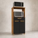 Ver mais imagens de Armário 60cm Multiuso 2 Fornos ou Microondas Balcão Cozinha 2 Portas 1 Gaveta Freijo/Preto