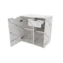 Ver imagem 3 de Balcão Gabinete Armário Suspenso 60 cm sem Cuba 1 Porta 1 Gaveta Banheiro Cor Branco Mármore