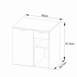 Balcão Gabinete Armário Suspenso 60 cm Sem Cuba 1 Porta 1 Gaveta Banheiro Cor Branco Mármore - 4