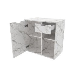 Balcão Gabinete Armário Suspenso 60 cm Sem Cuba 1 Porta 1 Gaveta Banheiro Cor Branco Mármore - 3