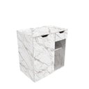 Ver imagem 2 de Balcão Gabinete Armário Suspenso 60 cm sem Cuba 1 Porta 1 Gaveta Banheiro Cor Branco Mármore