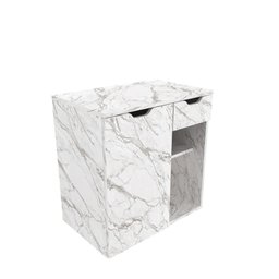 Balcão Gabinete Armário Suspenso 60 cm Sem Cuba 1 Porta 1 Gaveta Banheiro Cor Branco Mármore - 2