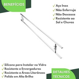 Puxador Inox Para Porta De Correr Vidro Madeira 120cm M.S - 3