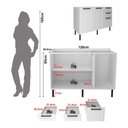 Ver imagem 3 de Balcão de Cozinha Gabinete para Pia 120cm Mdf 2 Portas 3 Gavetas Multimóveis Cr20444 Branco