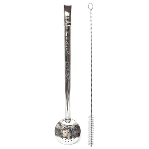 Bomba para Chimarrão Aço Inox 304 Trabalhada com Escovinha