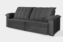 Ver imagem 3 de Sofá Retrátil e Reclinável 2,50m Canadá Estilo Estofados - Suede Veludo Cor "cinza"
