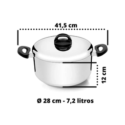 Panela Caçarola Nigro Eterna em Alumínio 28 Cm 7,2 Litros - 4 Panela Caçarola Nigro Eterna em Alumínio 28 Cm 7,2 Litros - 4