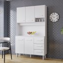 Ver imagem 1 de Kit Cozinha Compacta Vitória 118 cm 4 Portas 3 Gavetas Moblis: Branco