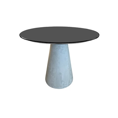 Mesa de Jantar Cone Cimento Queimado 70cm Tampo Laqueado - Preto