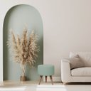 Ver imagem 3 de Puff Madri Banqueta Redonda em Linho Pés Eucalipto Pufe Sala:verde Menta