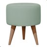 Puff Madri Banqueta Redonda em Linho Pés Eucalipto Pufe Sala:verde Menta - 1