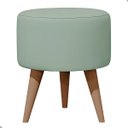 Ver imagem 1 de Puff Madri Banqueta Redonda em Linho Pés Eucalipto Pufe Sala:verde Menta