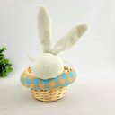 Ver imagem 4 de Cesta De Coelho Azul E Laranja Xadrez 19x12x12cm Páscoa