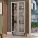 Ver imagem 1 de Cristaleira 70 Cm 2 Portas de Vidro com Pés Cônicos Rustic/crema/rustic Vik Madesa Branco/crema