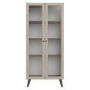 Ver imagem 6 de Cristaleira 70 Cm 2 Portas de Vidro com Pés Cônicos Rustic/crema/rustic Vik Madesa Branco/crema