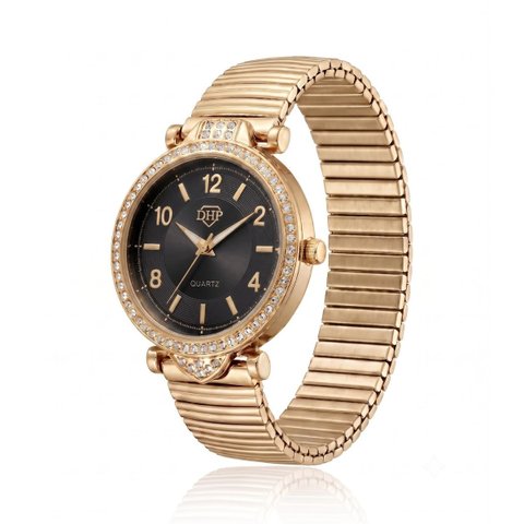 Relógio Feminino com Strass Cravejado Correa Metal + Caixa