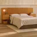 Ver imagem 1 de Painel Ripado Sampa com Criados Laterais Embutidos para Cama Box Casal ? Cinamomo