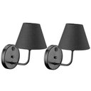 Ver imagem 1 de Kit 2 Luminárias Arandelas de Parede Preto Bivolt com Interruptor Cúpulas Tecido