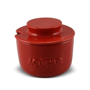 Manteigueira com Tampa 250gr Cerâmica Esmaltada Grande - Vermelho