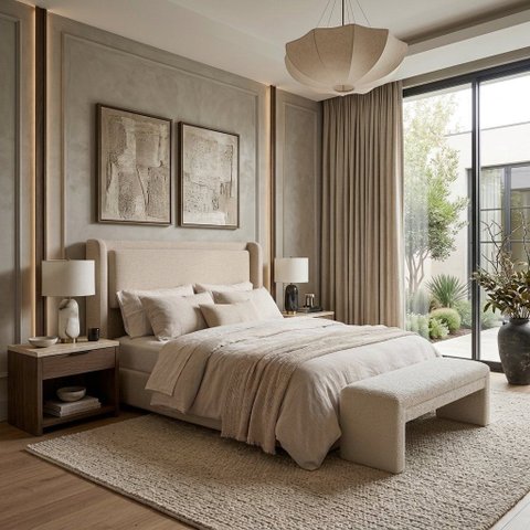 Cabeceira Estofada 2,23m King Pier para Quarto de Casal Linha Premium Off White
