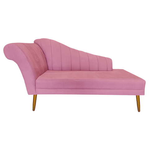 Recamier Divã Pés Palito para Sala Cecilia 1.60cm Suede Rosa Barbie - Incasa Decor
