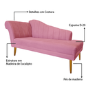 Ver imagem 7 de Recamier Divã Pés Palito para Sala Cecilia 1.60cm Suede Rosa Barbie - Incasa Decor