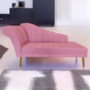 Ver imagem 2 de Recamier Divã Pés Palito para Sala Cecilia 1.60cm Suede Rosa Barbie - Incasa Decor