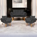 Ver imagem 1 de Kit Namoradeira Decorativa + 2 Poltronas para Sala Recepção Manicure Consultório Alice Suede