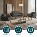 Ver imagem 5 de Kit Namoradeira Decorativa e 2 Poltronas Confortável para Sala Recepção Manicure Alice Suede