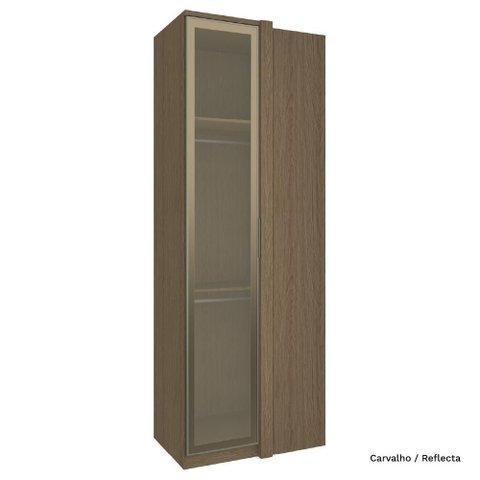Guarda Roupa Modulado 01 Porta de Vidro Canto Reto Setiba