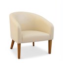 Ver imagem 5 de Poltrona Sala Decorativa Kit 2 Stella Pé Madeira Trapézio Castanho Sintético Pu Bege D03 - D’Rossi