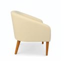 Ver imagem 6 de Poltrona Sala Decorativa Kit 2 Stella Pé Madeira Trapézio Castanho Sintético Pu Bege D03 - D’Rossi