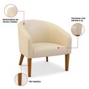 Ver imagem 3 de Poltrona Sala Decorativa Kit 2 Stella Pé Madeira Trapézio Castanho Sintético Pu Bege D03 - D’Rossi