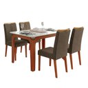Ver imagem 1 de Conjunto Sala de Jantar Mesa Tampo em Vidro 1,20m Mel 4 Cadeiras Tati