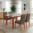 Ver imagem 2 de Conjunto Sala de Jantar Mesa Tampo em Vidro 1,20m Mel 4 Cadeiras Tati