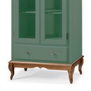 Ver imagem 3 de Cristaleira 2 Portas 3 Prateleiras 1 Gaveta e Pés Luiz Xv 60302 Linz Móveis - Verde Musgo/imbuia
