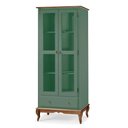Ver imagem 1 de Cristaleira 2 Portas 3 Prateleiras 1 Gaveta e Pés Luiz Xv 60302 Linz Móveis - Verde Musgo/imbuia