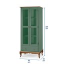 Ver imagem 5 de Cristaleira 2 Portas 3 Prateleiras 1 Gaveta e Pés Luiz Xv 60302 Linz Móveis - Verde Musgo/imbuia