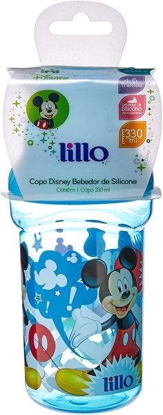 Copo Mickey Com bico De Silicone Disney, Lillo, Azul, 330 ml - 3