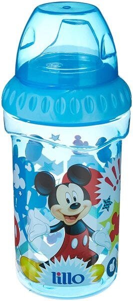 Copo Mickey Com bico De Silicone Disney, Lillo, Azul, 330 ml - 1