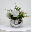 Ver imagem 1 de Arranjo de Flores Rosas Branca Artificiais no Vaso