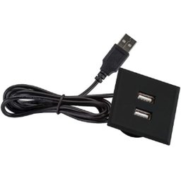 Tomada Pop com 2 Entradas Usb Embutir Mesa Sofá Preta Quadrada - 1