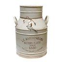 Ver imagem 1 de Vaso Leiteira Baixo Metal Provençal Bege com Pássaro 40 Cm